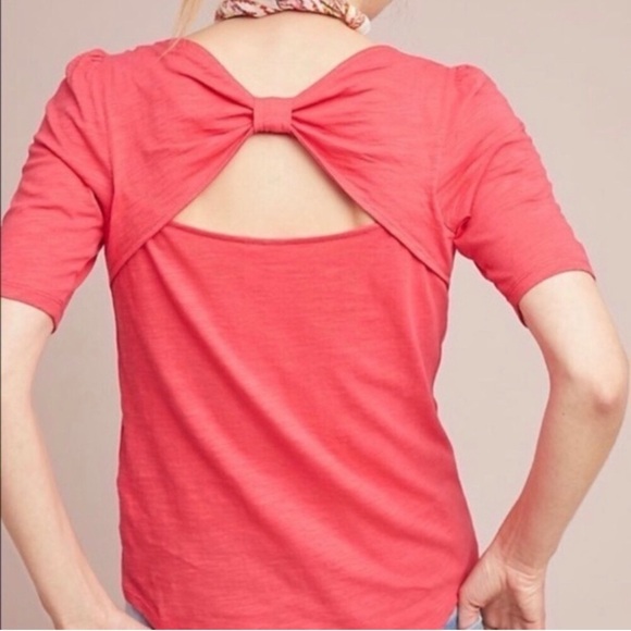 Anthropologie Tops - Anthropologie Pink Open Back Short Sleeve Top